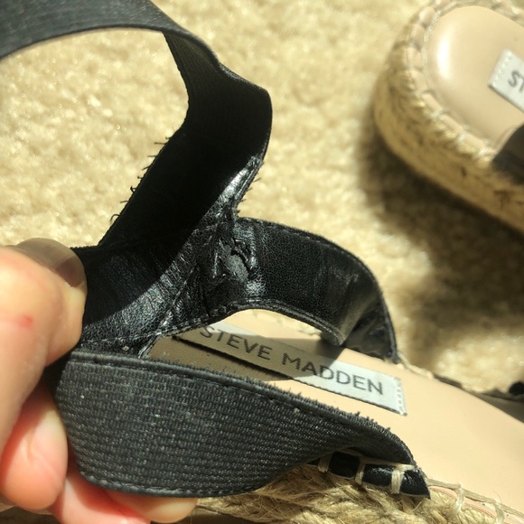 Steve Madden Black Suede Espadrilles Size 6.5 - Picture 3 of 6